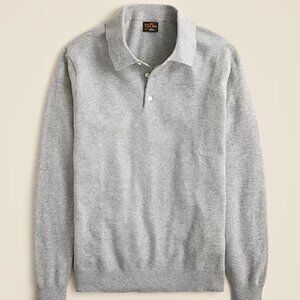 J Crew 100% Cashmere Polo Sweater in Heather Grey